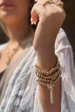 Laundry B Free Spirit Stretch Stacker Bracelet Clover and Moon Stone Gold